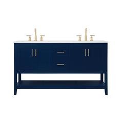 60 inch Double Bathroom Vanity in Blue