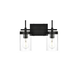 Benny 2 light Black and Clear Bath Sconce