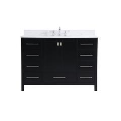 48 inch Single Bathroom Vanity in Black with Backsplash