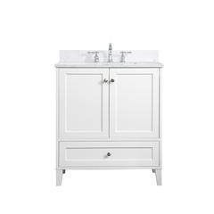 30 inch Single Bathroom Vanity in White with Backsplash