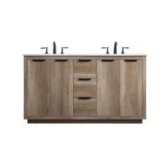 60 Inch Double Bathroom Vanity In Natural Oak