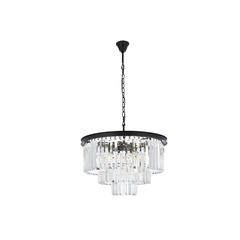 Sydney 9 light Matte Black Chandelier Clear Royal Cut Crystal