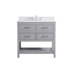 36 inch Single bathroom vanity in gray with backsplash