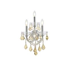 Maria Theresa 3 light Chrome Wall Sconce Golden Teak (Smoky) Royal Cut Crystal