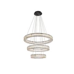 Monroe 32 inch LED triple ring chandelier in black