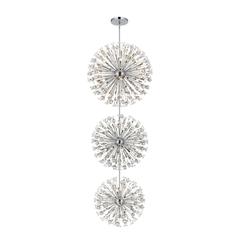 Vera 44 inch three tiers crystal starburst chandelier in chrome