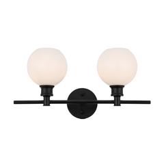Collier 2 light Black and Frosted white glass Wall sconce