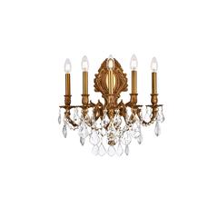 Monarch 5 light French Gold Wall Sconce Clear Royal Cut Crystal