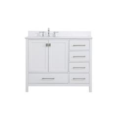 42 inch Single Bathroom Vanity in White with Backsplash