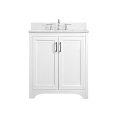 30 inch Single Bathroom Vanity in White with Backsplash