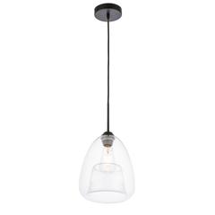 Kason 1 light Black and Clear glass pendant