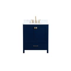 30 inch Single bathroom vanity in blue with backsplash