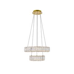 Monroe Integrated LED chip light gold Pendant Clear Royal Cut Crystal