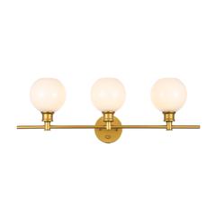 Collier 3 light Brass and Frosted white glass Wall sconce