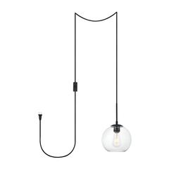 Baxter 1 Light Black plug-in pendant With Clear Glass