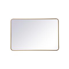 Soft corner metal rectangular mirror 28x42 inch in Brass