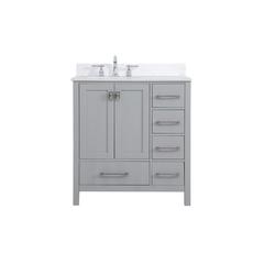 32 inch Single Bathroom Vanity in Gray with Backsplash