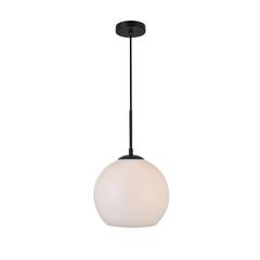 Baxter 1 Light Black Pendant With Frosted White Glass