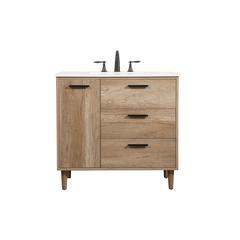 36 inch Single bathroom vanity in natural oak