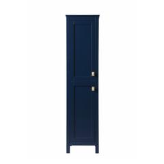 16 Inch Wide Bathroom Linen Storage Freestanding Cabinet In Blue