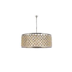Madison 10 light polished Nickel Chandelier Golden Teak