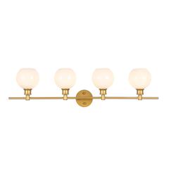 Collier 4 light Brass and Frosted white glass Wall sconce