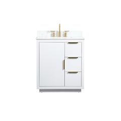 30 inch Single bathroom vanity in white with backsplash