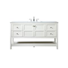 60 inch Single bathroom vanity in white