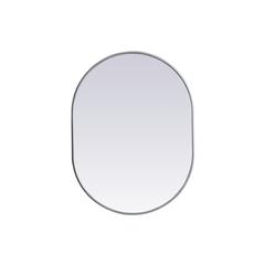 Metal Frame Oval Mirror 27x36 Inch in Silver