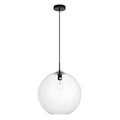Placido Collection Pendant D15.7 H16.5 Lt:1 Black and Clear Finish
