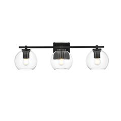 Juelz 3 light Black and Clear Bath Sconce