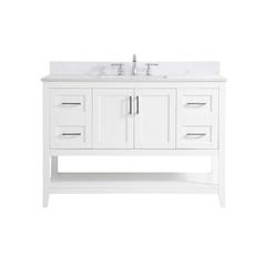 48 inch Single Bathroom Vanity in White with Backsplash