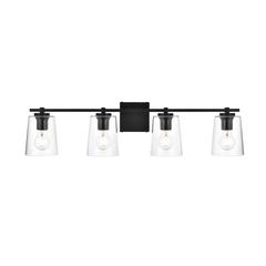 Kacey 4 light Black and Clear Bath Sconce