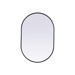 Metal Frame Oval Mirror 24x36 Inch in Black