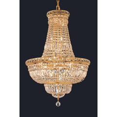 Tranquil 22 light Gold Chandelier Clear Royal Cut Crystal