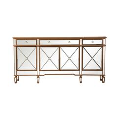72 inch mirrored credenza in gold