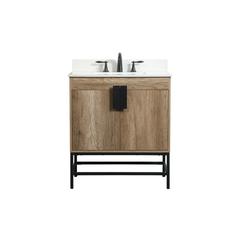 30 inch Single bathroom vanity in natural oak with backsplash