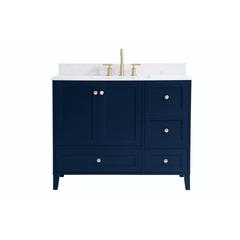 42 inch Single Bathroom Vanity in Blue with Backsplash
