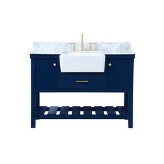 48 inch Single bathroom vanity in blue with backsplash