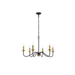 Rohan 30 inch chandelier in matte black and brass