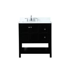 32 inch Single bathroom vanity in black with backsplash