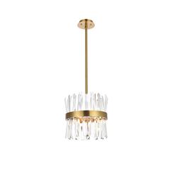 Serephina 12 inch crystal round pendant light in satin gold