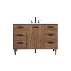 48 inch Single bathroom vanity in walnut brown