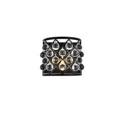 Madison 1 light Matte Black Wall Sconce Clear Royal Cut Crystal