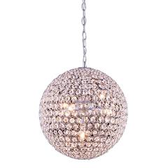Cabaret 5 light Chrome Pendant Clear Royal Cut Crystal
