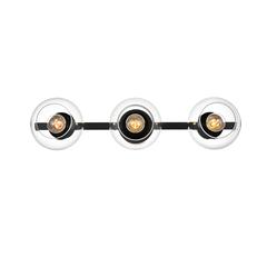 Rogelio 3 light Black and Clear Bath Sconce