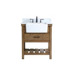 30 inch Single bathroom vanity in driftwood with backsplash
