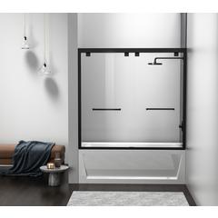 Semi-frameless tub door 60 x 60 Matte Black