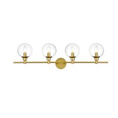 Jaelynn 4 light Brass and Clear Bath Sconce