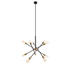 Axel Collection Chandelier D27.2 H32.5 Lt:10 Black and Brass Finish